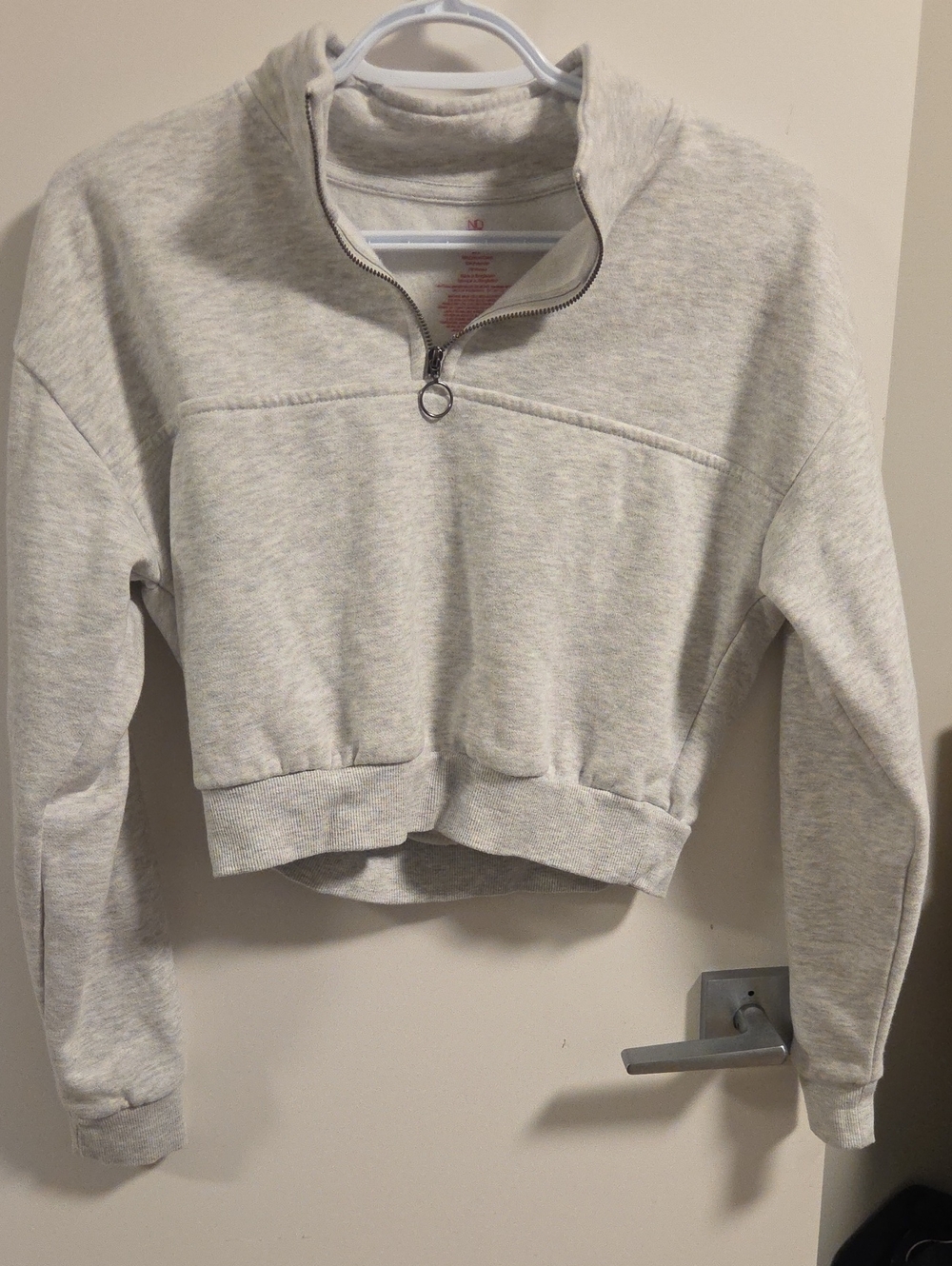 Cropped Half-Zip Sweatshirt - Light Heather Gray